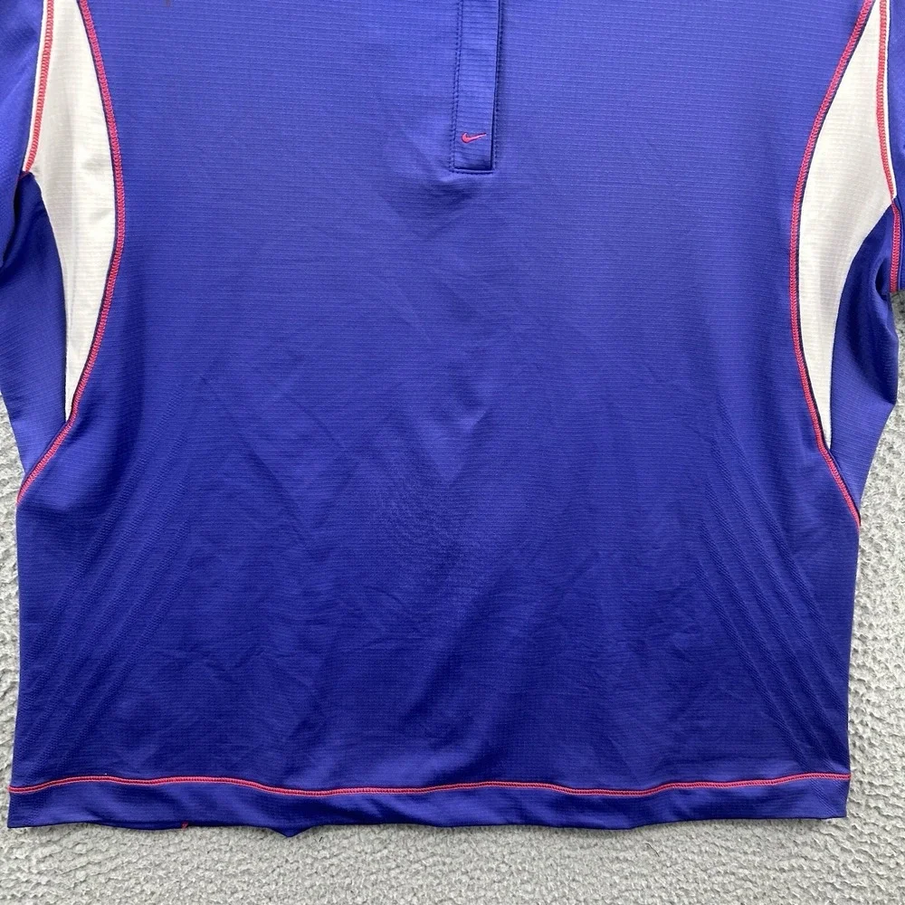 Nike Polo Shirt Womens XL Blue 1/4 Zip Short Sleeve Golf Performance Dri‎ Fit